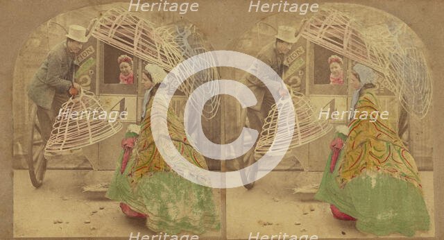 "Werry sorry Mam, but yer'l av to leave yer Krinerline outside", about 1865. Creator: London Stereoscopic & Photographic Co.