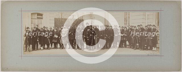 Panorama: group portrait of soldiers, 1870. Creator: Andre-Adolphe-Eugene Disderi.