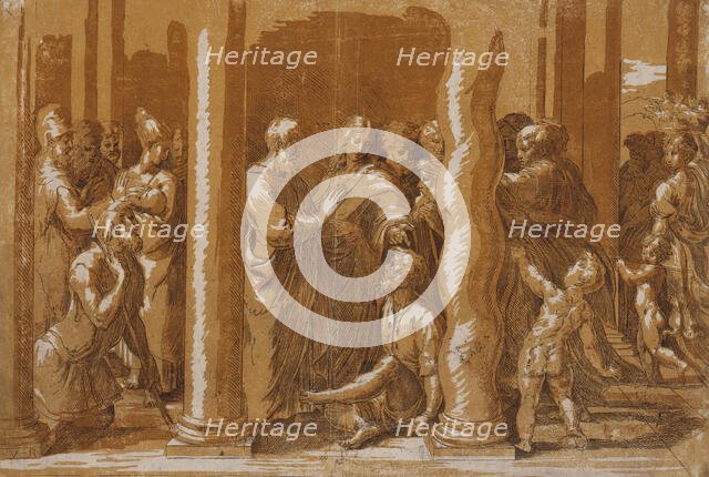Saint Peter and Saint John Healing the Cripple at the Gate of the Temple, 16th century. Creator: Parmigianino.