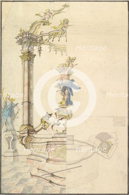 Design for an Altarpiece with a Figure of St. Sebastian, 1741. Creator: Joseph Anton Feuchtmayer.