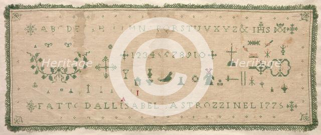 Sampler, 1775. Creator: Unknown.