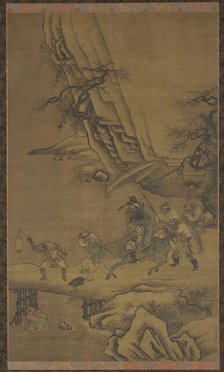 Zhong Kui and Demons Crossing a Bridge, 15h century. Creator: Dai Jin.