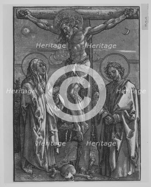 Christ on the Cross with the Virgin and Saint John, 1500-1550. Creator: Dürer-School.