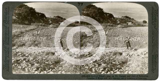 The rock of Elijah's Altar on Mount Carmel, and the Plain of Esdraelon, Palestine, 1900.Artist: Underwood & Underwood