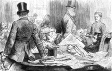 "When he died,..men at his club put down the paper which announced his decease with a yawn..", 1880. Creator: Unknown.