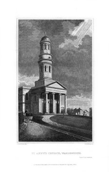 St Anne's Church, Wandsworth, London, 1830.Artist: R Winkles