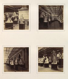 [Sculptures in Roman Court; Sacrificial Altar; Greek Sculpture Gallery; Statues in Gre..., ca. 1859. Creator: Attributed to Philip Henry Delamotte.
