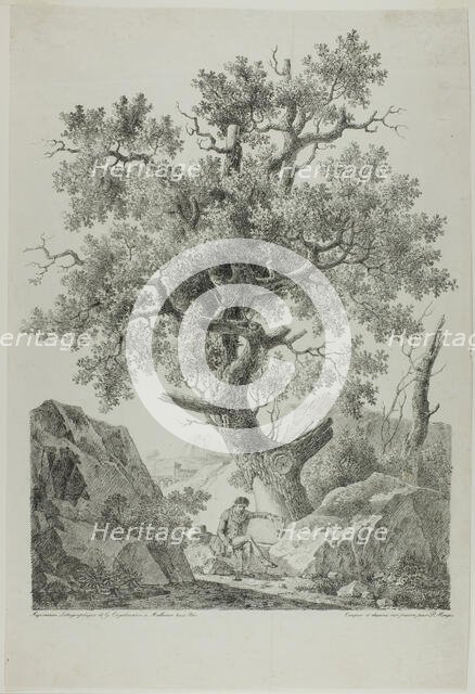Artist in a Rocky Landscape, 1816. Creator: Pierre Antoine Mongin.