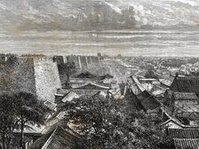 Walls and part of the city of Beijing, engraving, 1884.