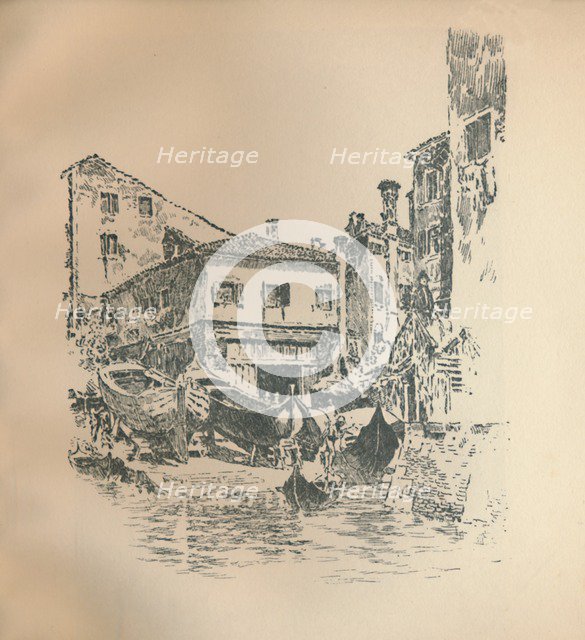 'Boat Building, Venice', 1905, (1925). Creator: Joseph Pennell.
