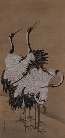 Seven cranes, 1775. Creator: Jakuchu; Ito (1716-1800).