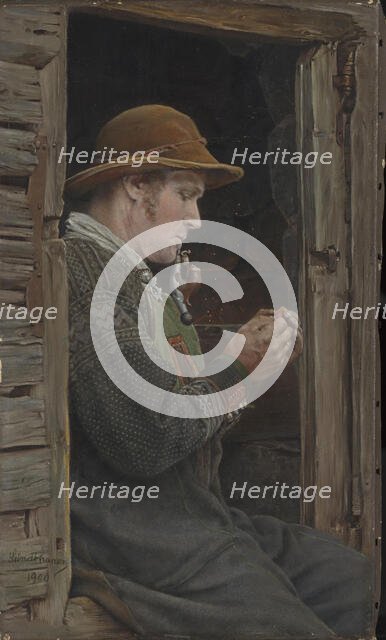 Setesdal Peasant with Pipe, 1900. Creator: Carl Fredrik Sundt-Hansen.