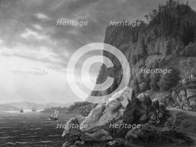 The entrance to Holmestrand in Norway with the road from Drammen along the cliff face..., 1797-1845. Creator: Jens Peter Møller.