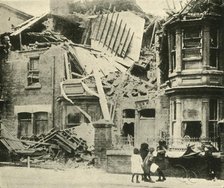 Bomb-damaged houses, Hartlepool, First World War, December 1914, (c1920). Creator: Unknown.