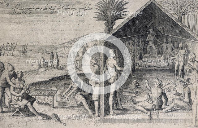 Two Europeans at an audience with a king, 1605.  Creator: Unknown.