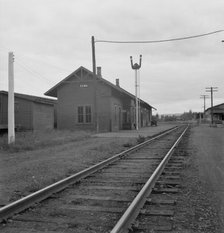 Railroad station of western Washington town, Elma, Grays Harbor County, Western Washington, 1939. Creator: Dorothea Lange.