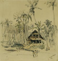 The missionary's house on Puinipet (Ponape) Island, Caroline Islands, 1858. Creator: Joseph Selleny.