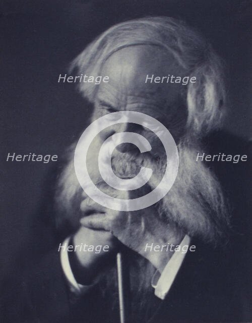 Elderly man clasping a cane(?), head-and-shoulders portrait, c1900. Creator: Horace L Bundy.
