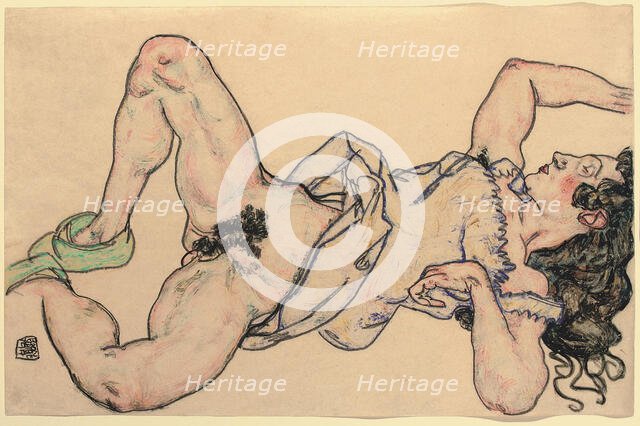 Reclining woman with green shoes , 1917. Creator: Schiele, Egon (1890-1918).