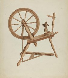 Shaker Flax Spinning Wheel, c. 1936. Creator: Lon Cronk.