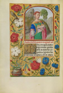 Mary Magdalene with a Book and an Ointment Jar; Spinola Hours, about 1510-1520. Creator: Workshop of Master of the First Prayer Book of Maximilian.