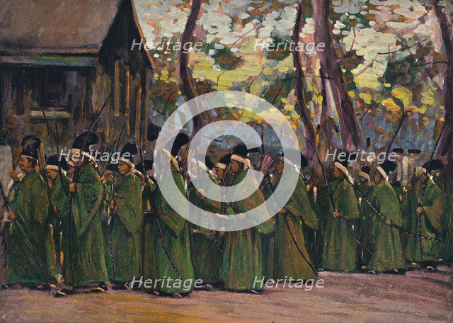 'Procession of Archers at Kioto', c1897. Artist: Mortimer L Menpes.