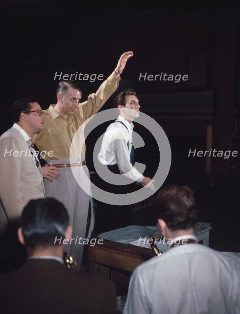 Portrait of Stan Kenton, Pete Rugolo, and Bob Graettinger, Richmond, Va.(?), 1947 or 1948. Creator: William Paul Gottlieb.