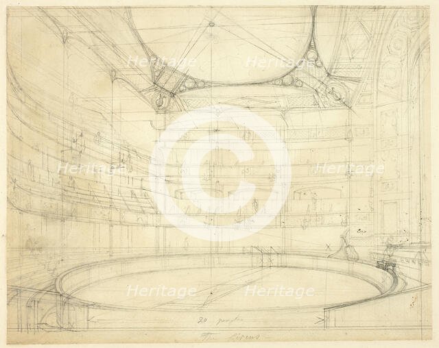 Study for Royal Circus, from Microcosm of London, c. 1809. Creator: Augustus Charles Pugin.