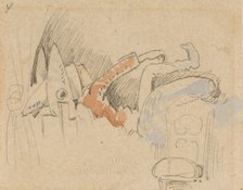 The disturbed but happily regained night's rest, (The Flea); 4, 1862. Creator: Wilhelm Busch.