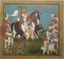 Maharana Bhim Singh and Retinue Embark on a Hunt, ca. 1805-10. Creator: Chokha.