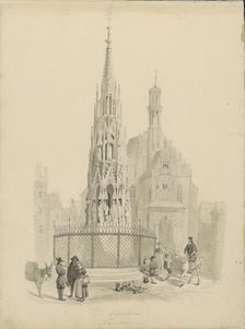 Schöner Brunnen in Nuremberg, c.1850. Creator: Petrus Josephus Hubertus Cuypers.