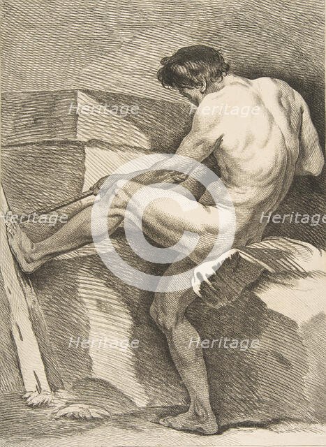 An "Académie": Man Pulling a Cord, 1742-43. Creator: Carle van Loo.