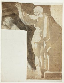 Male Figure with Left Arm Raised Seen from the Back, and Fragment of Old Man, 1770/75. Creator: Henry Fuseli.