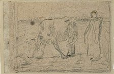 Study for Woman Pasturing her Cow, c. 1858. Creator: Jean Francois Millet.