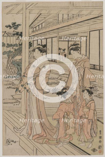 Courtesan Standing on a Veranda, early 1790s. Creator: Utagawa Toyokuni (Japanese, 1769-1825).