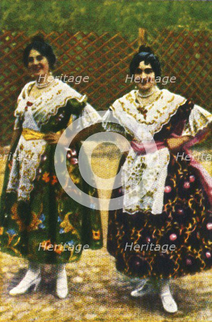 Spanish women in traditional costume, c1928. Creator: Unknown.