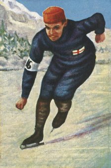 Finnish speed skater Clas Thunberg, 1928. Creator: Unknown.
