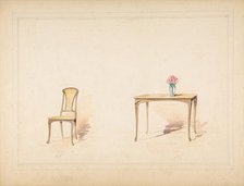 Designs for an Art Nouveau Table and Chair, 19th century. Creator: Anon.