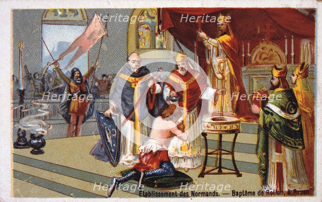 Establishment of the Normans: Baptism of Rollo at Rouen, (19th century). Artist: Unknown