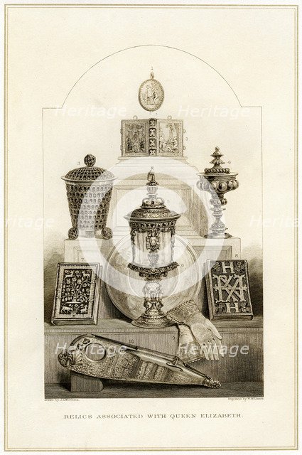 Relics associated with Queen Elizabeth I, (19th century). Artist: J Williams