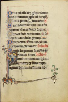 Initial S: The Virgin and Child with Two Men in Prayer; Ruskin Hours, about 1300. Creator: Unknown.