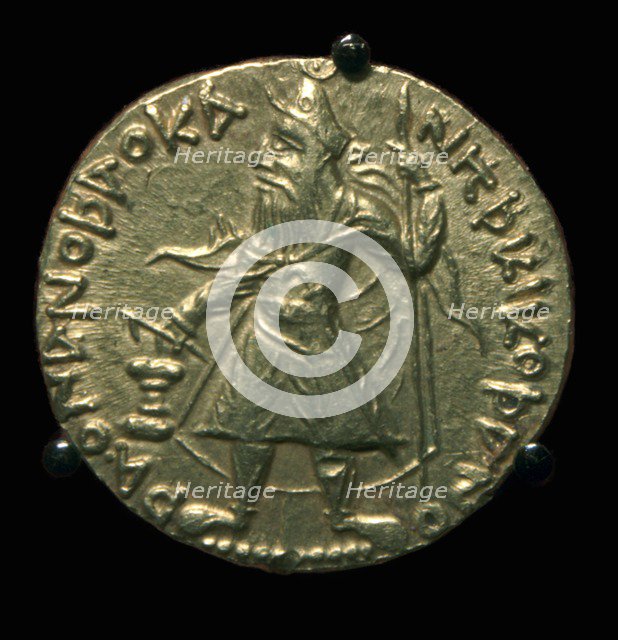 Gold coin of the Kushan King Huvishka, 2nd century. Artist: Unknown