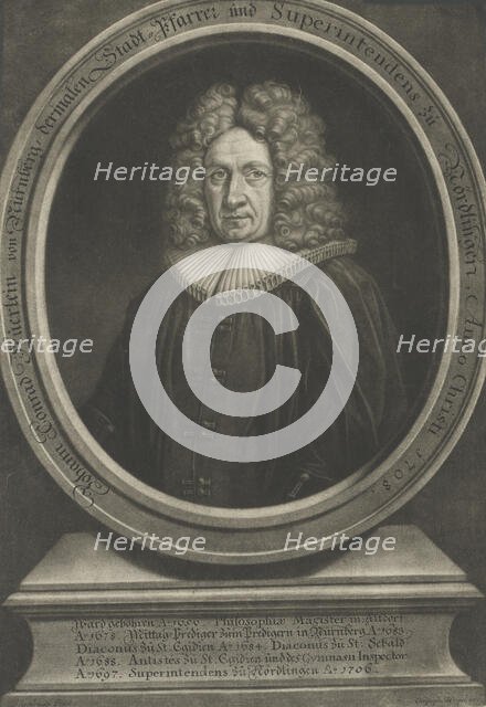 Portrait of Johann Konrad Feuerlein (1629-1704). Creator: Weigel, Christoph, the Elder (1654-1725).