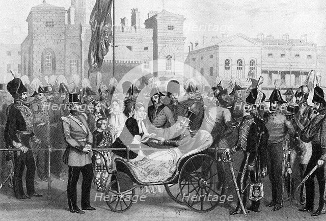 Queen Victoria distributing medals, 18 May 1855, (c1920). Artist: Unknown