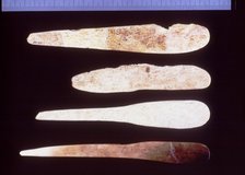 Bone spatulas from the Cova de la Sarsa (Bocairent, Valencia). Manufactured by abrasion technique…