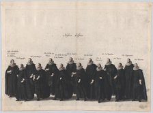 Plate 18: Aides marching in the funeral procession of Archduke Albert of Austria; from 'Po..., 1623. Creator: Cornelis Galle I.