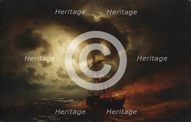 Burning Steamship, 1857. Creator: Markus Larsson.