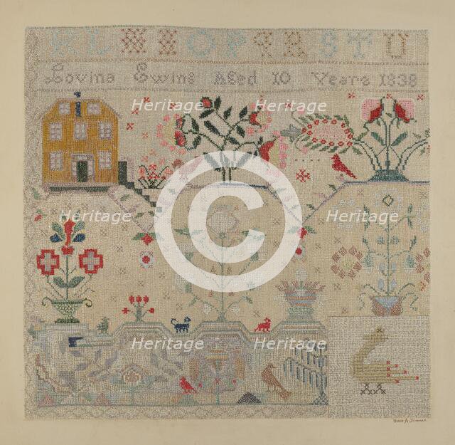 Sampler, c. 1938. Creator: Byron Dingman.