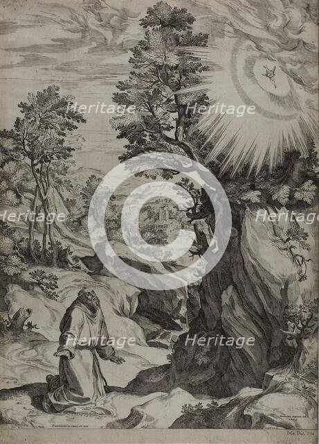 Saint Francis Penitent in a Large Landscape, 1575. Creator: Cornelis Cort.