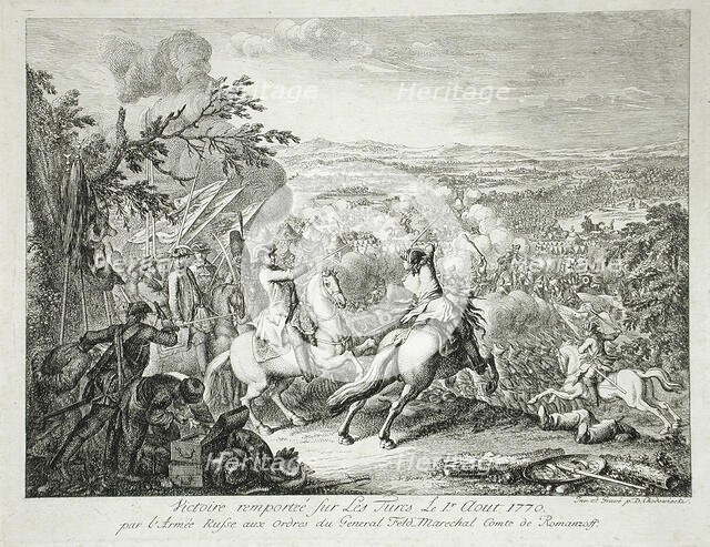 Romanzoff's Victory Over the Turks August 1, 1770 at Kahul, 1770. Creator: Daniel Nikolaus Chodowiecki.